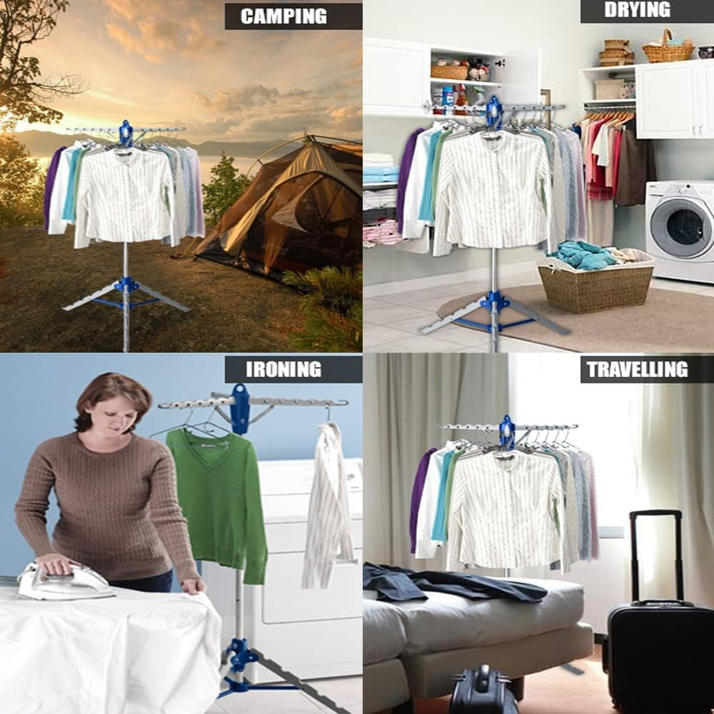 Portable Folding Multi Clothes Airer Laundry Drying Rack Tripod Stand