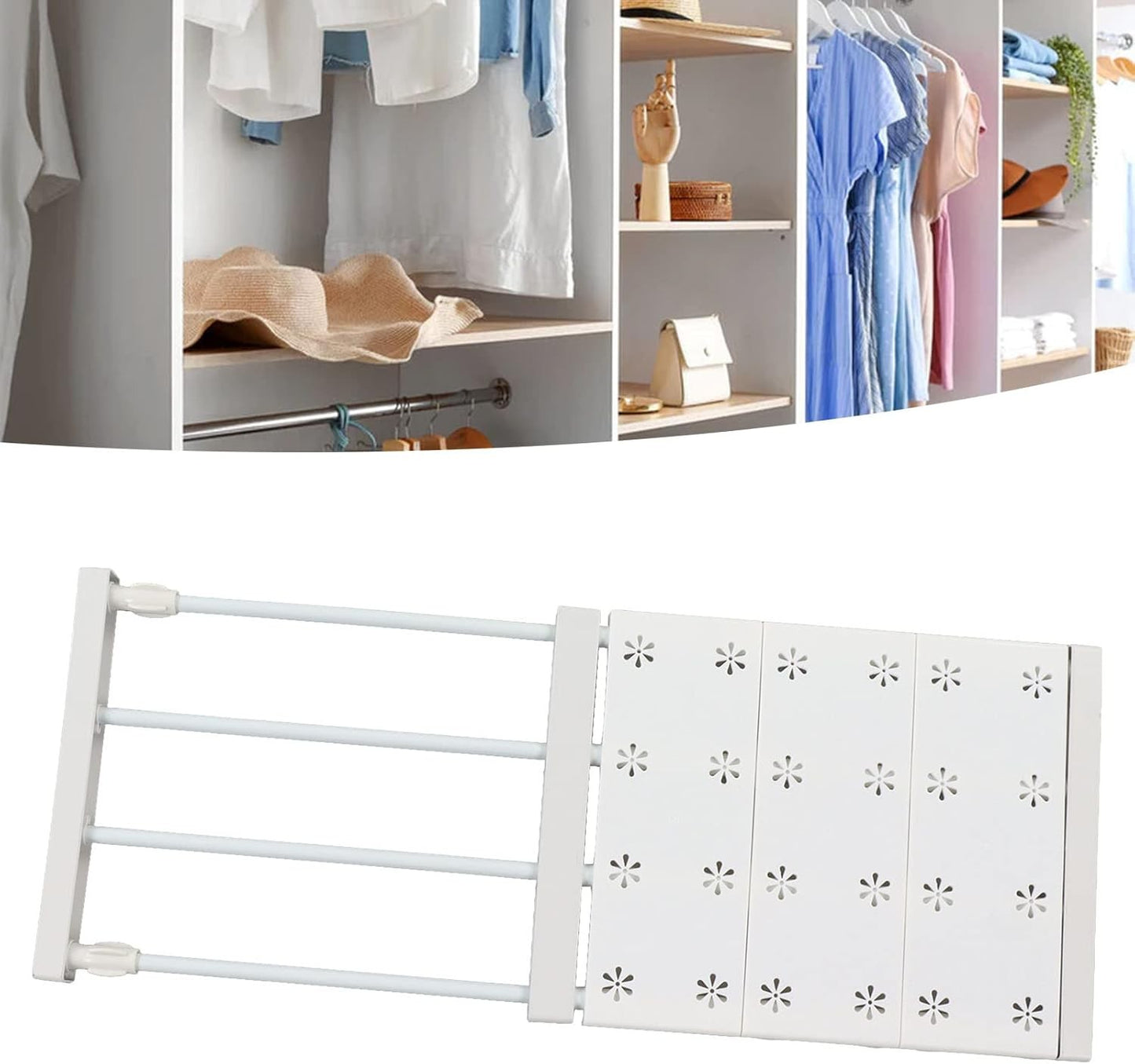 Tension Shelf Organizer for Closets No Drilling Expandable 38-55cm