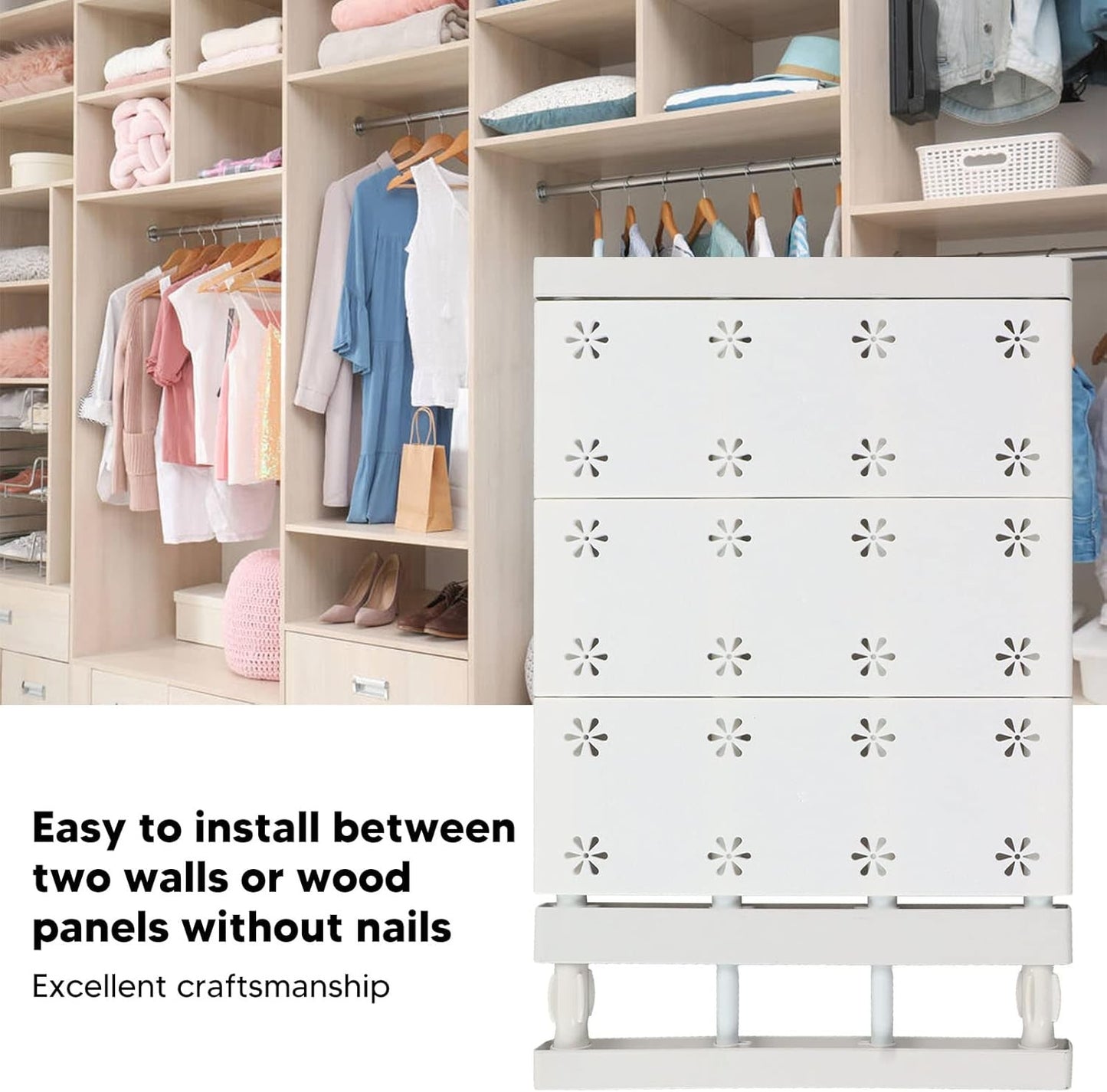 Tension Shelf Organizer for Closets No Drilling Expandable 38-55cm