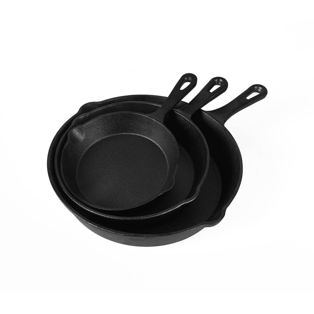 TOQUE Non-Stick Cast Iron Frying Pan Set 3PCS Set 17cm/21cm/27cm Diameter