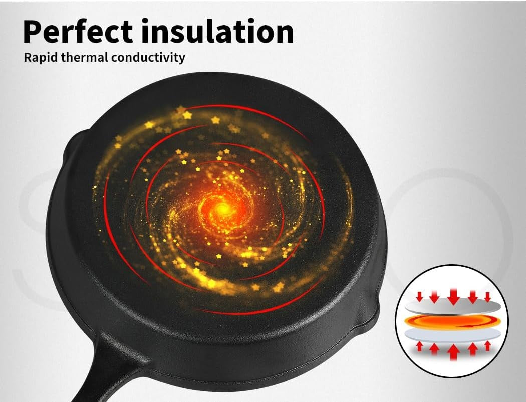 TOQUE Non-Stick Cast Iron Frying Pan Set 3PCS Set 17cm/21cm/27cm Diameter