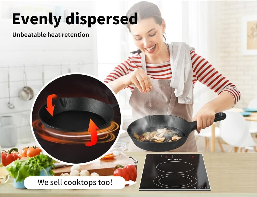 TOQUE Non-Stick Cast Iron Frying Pan Set 3PCS Set 17cm/21cm/27cm Diameter