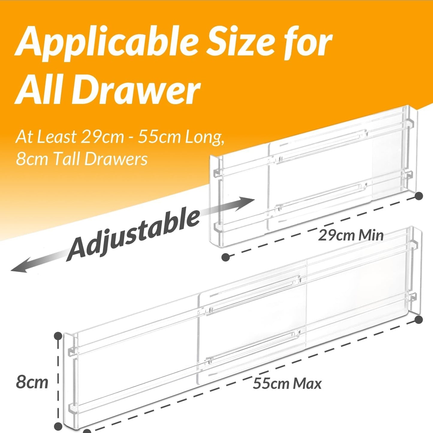 Hormes Adjustable Clear Drawer Dividers 9 Pack for Organizing Home Storage