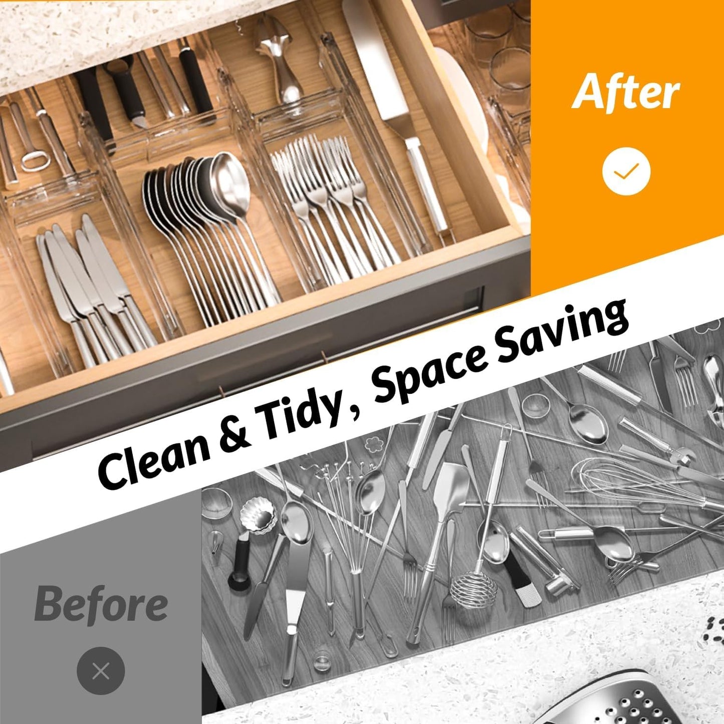 Hormes Adjustable Clear Drawer Dividers 9 Pack for Organizing Home Storage