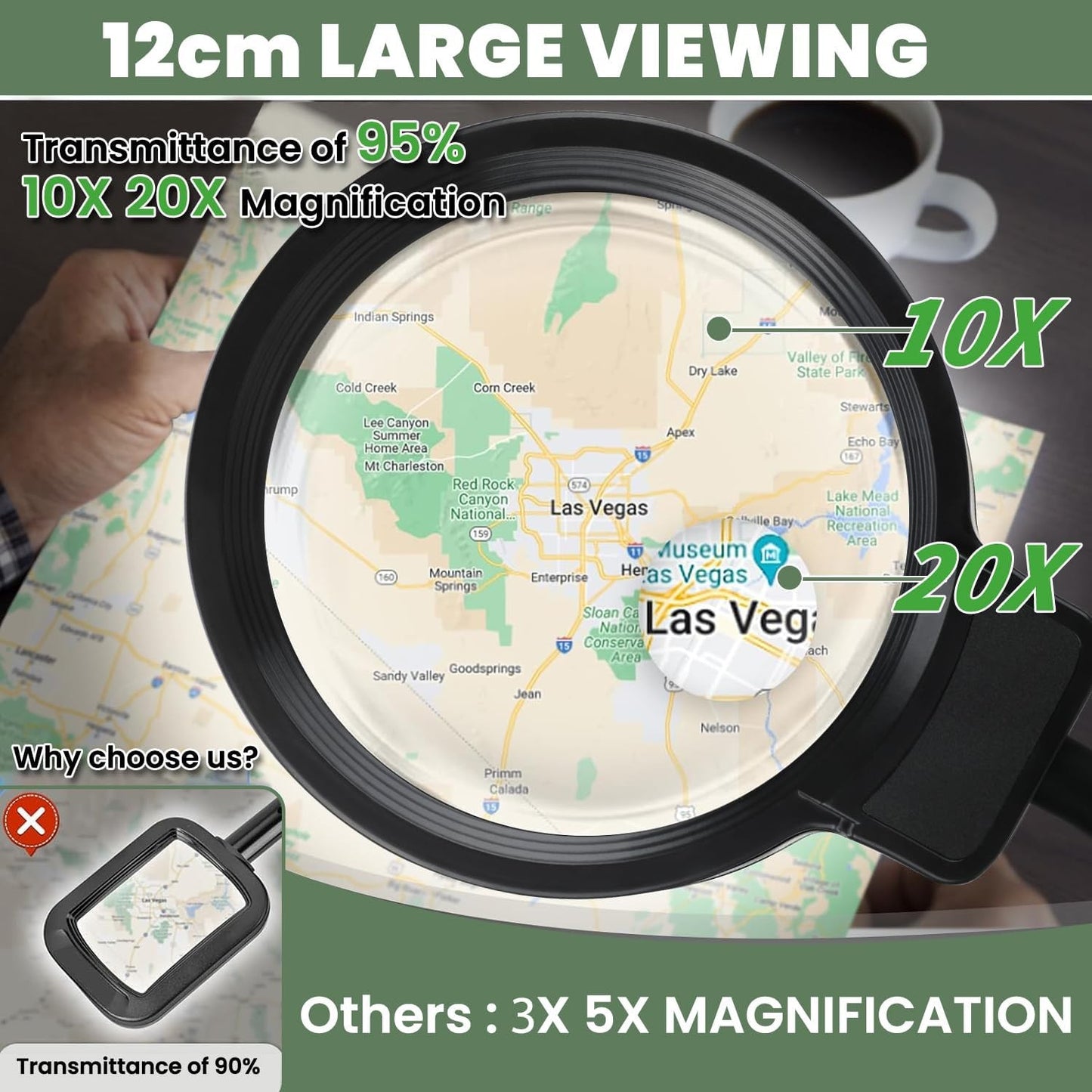 Magnifying Floor Lamp with 10X 20X Magnification & LED Light Gooseneck