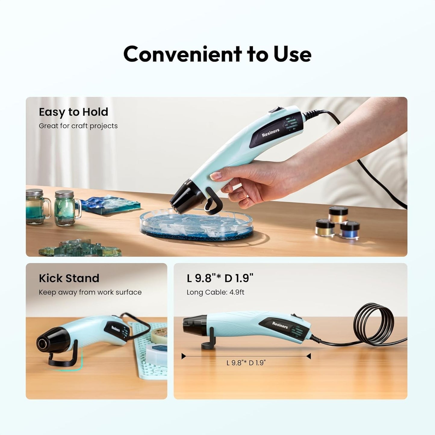 Resiners Mini Dual Temp Heat Gun 350W for Crafts DIY Projects BOX0733