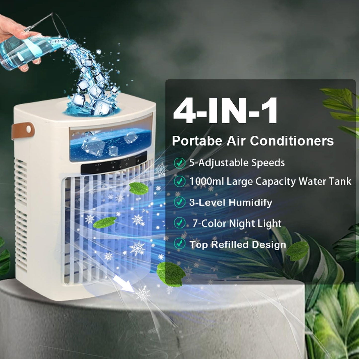 Fanforte Portable Air Conditioner 4 in 1 Evaporative Cooler with Night Light