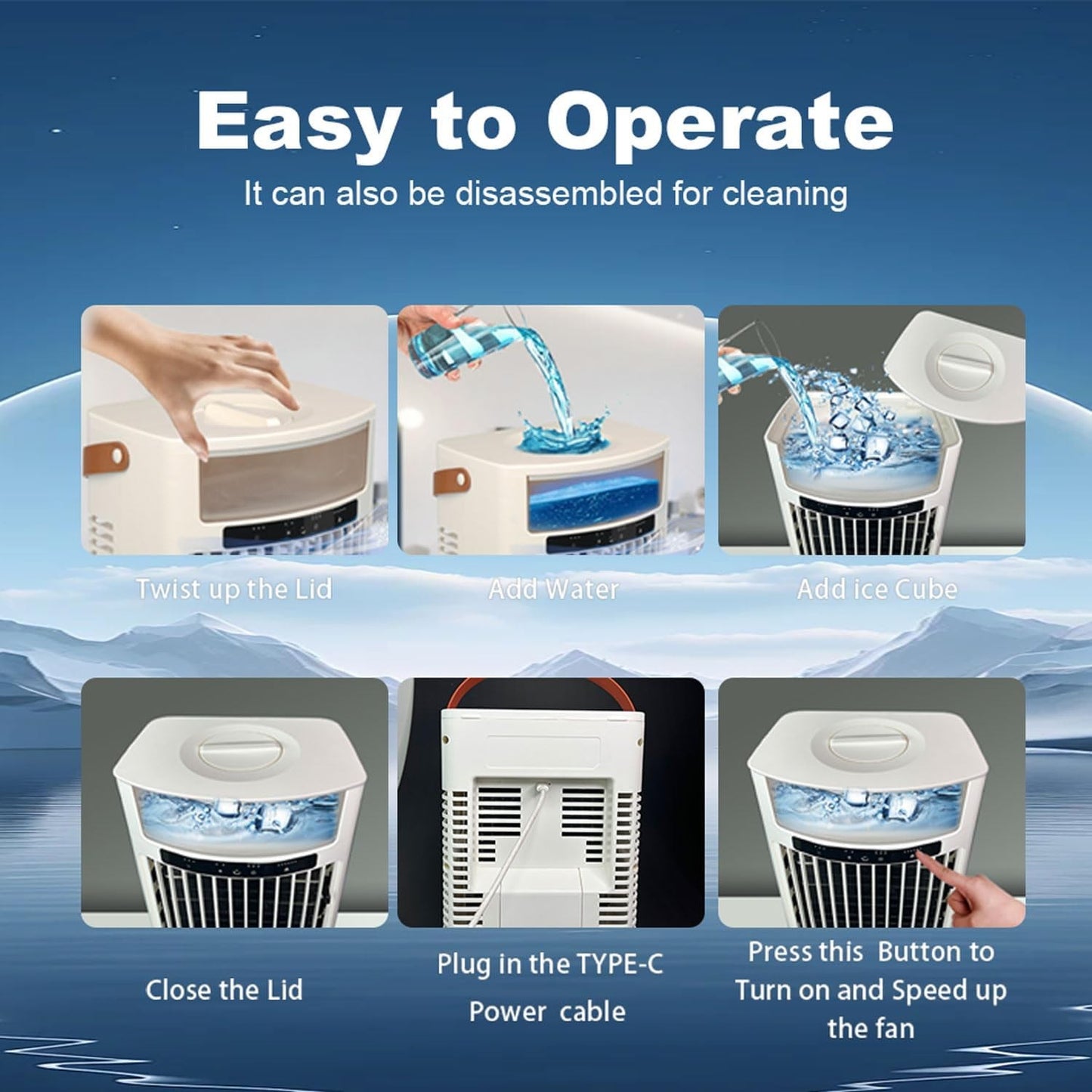 Fanforte Portable Air Conditioner 4 in 1 Evaporative Cooler with Night Light