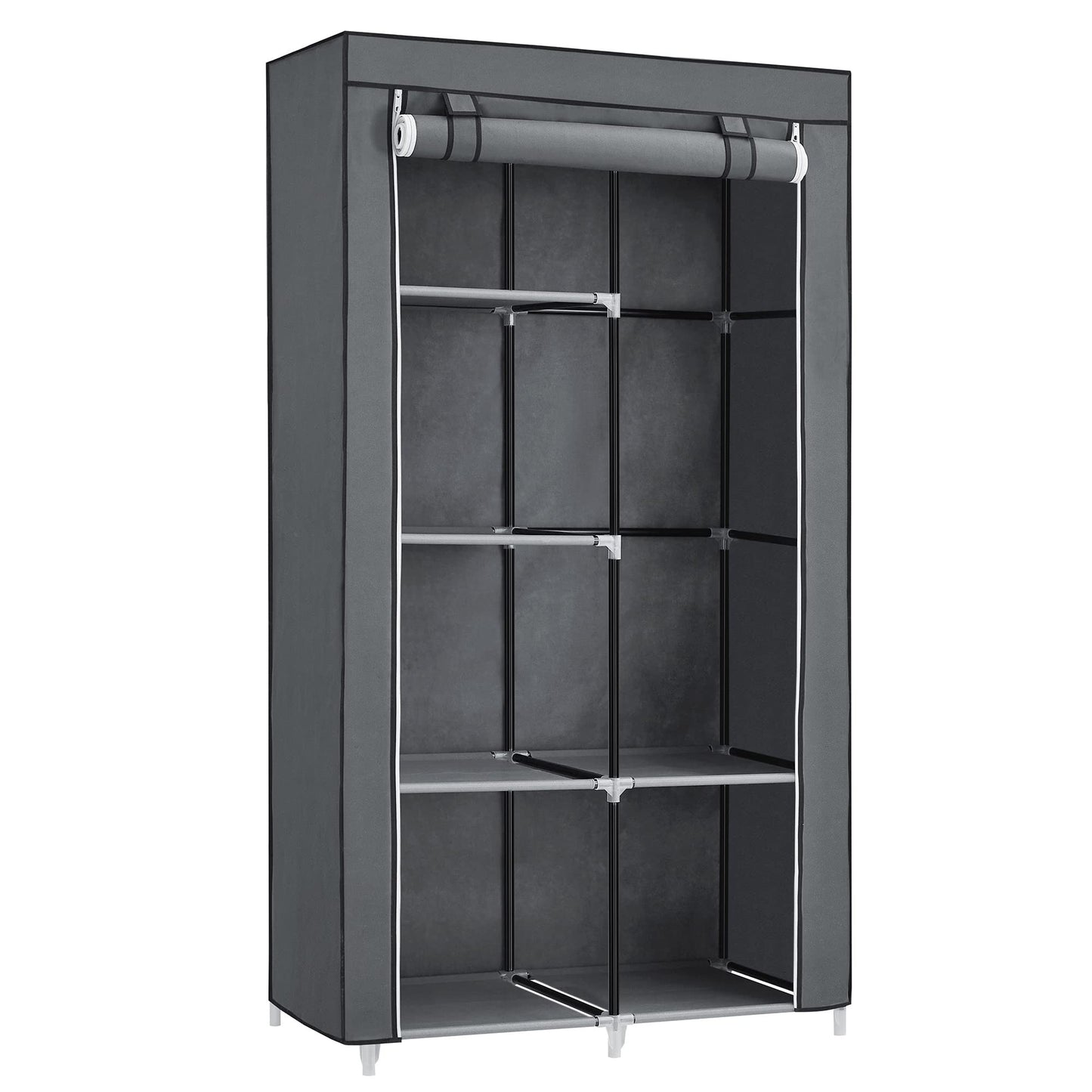 SONGMICS Customisable Fabric Wardrobe with 2 Hanging Rails & 6 Shelves NEW