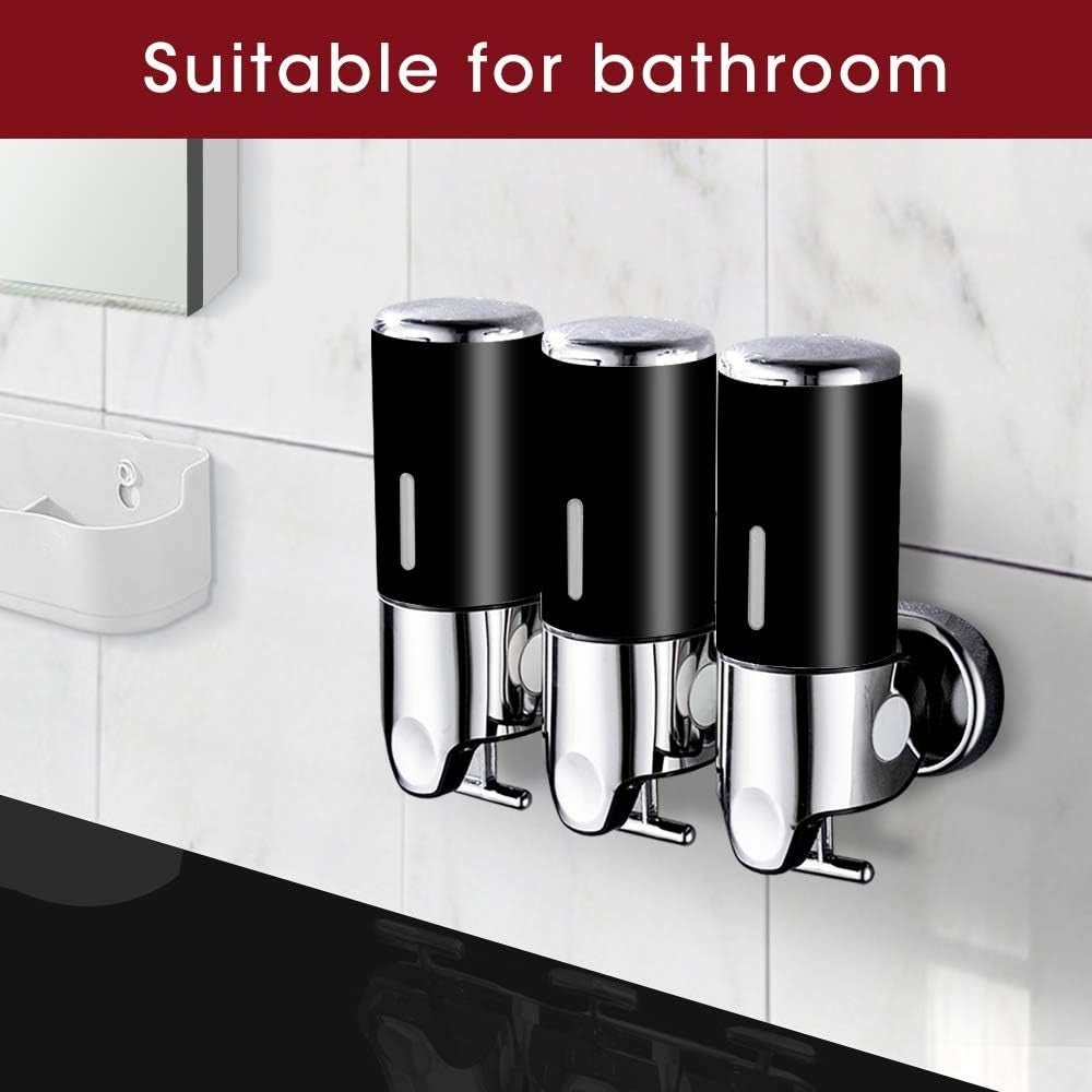 3 Bottles Black Bathroom Shower Soap Shampoo Gel Dispenser Pump 1500ml NEW