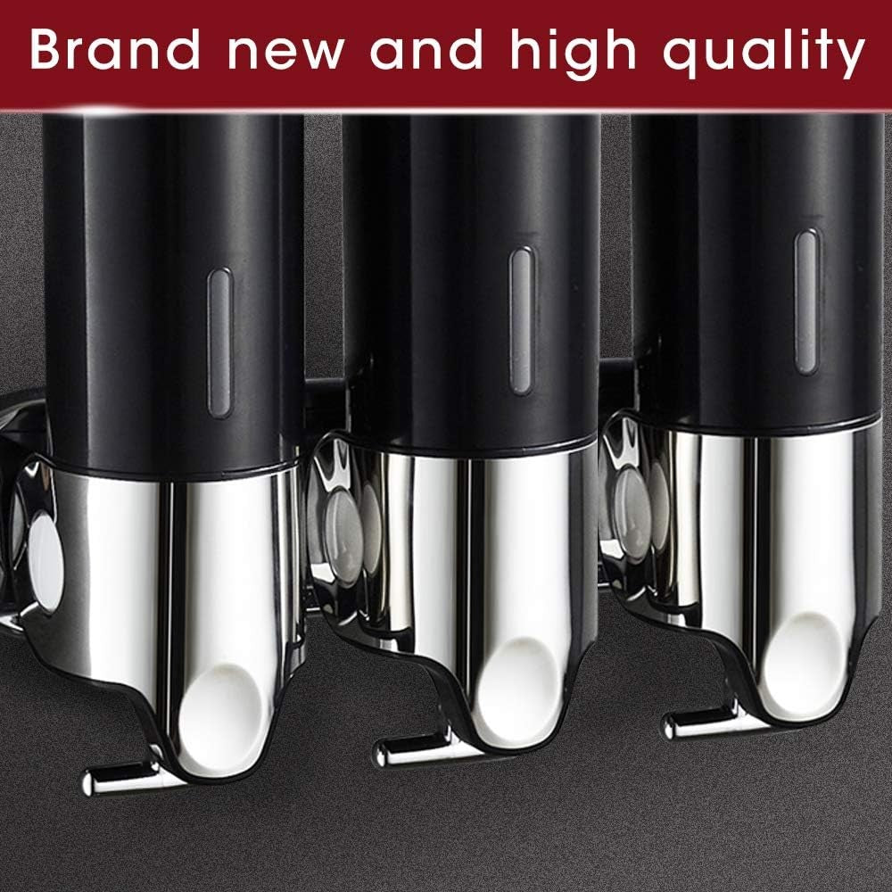 3 Bottles Black Bathroom Shower Soap Shampoo Gel Dispenser Pump 1500ml NEW