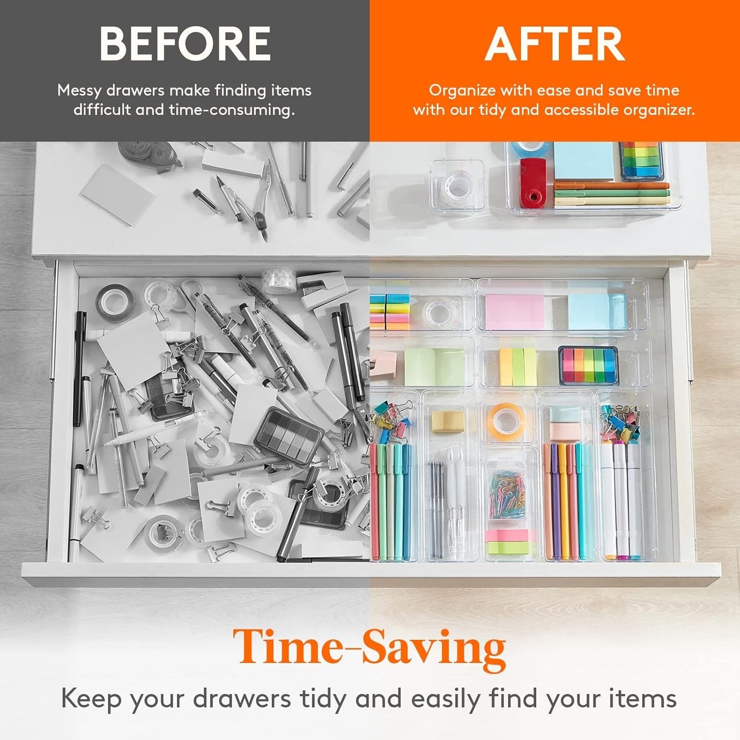 Lifewit 25 PCS Clear Plastic Drawer Organiser Set for Makeup and Gadgets NEW