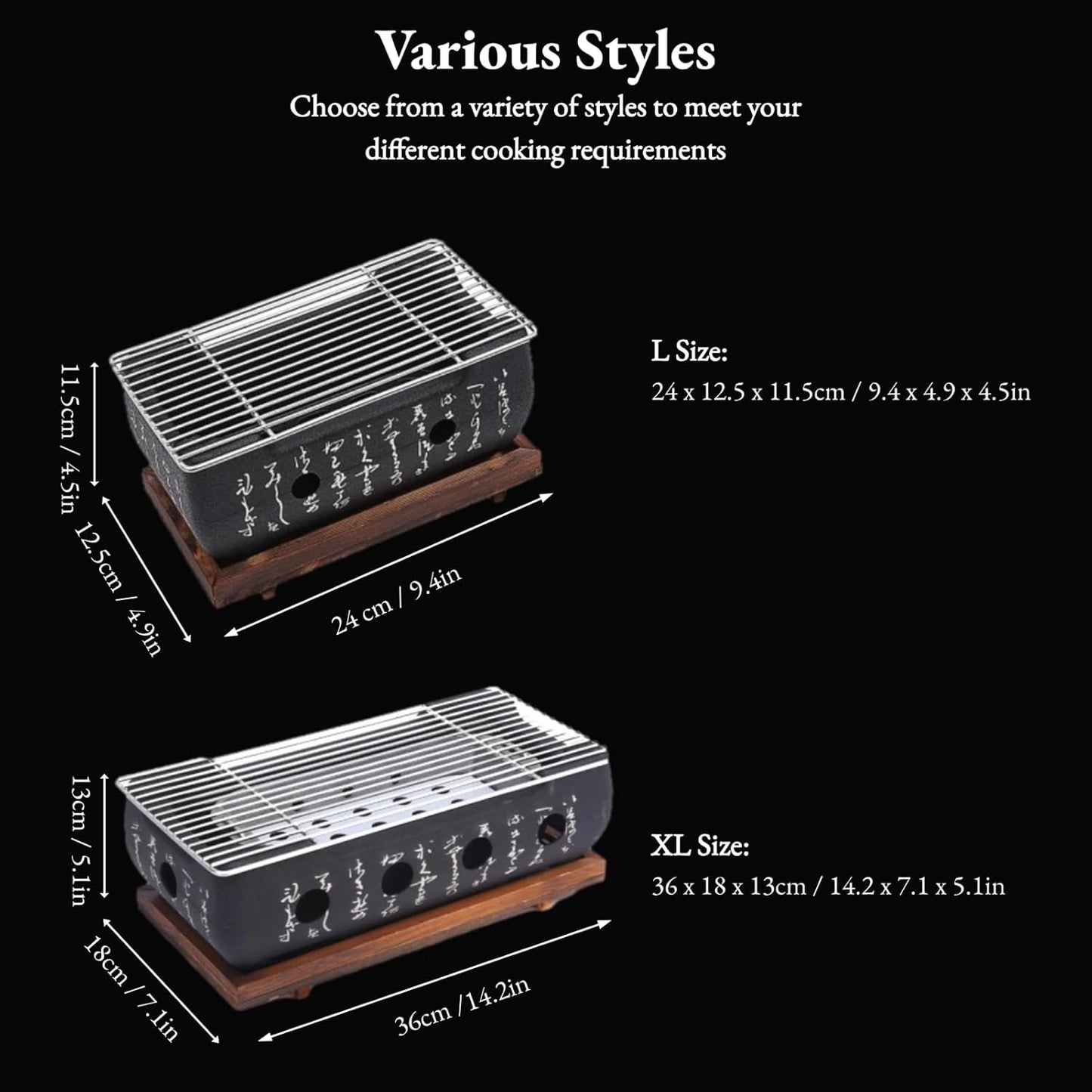 Japanese Style BBQ Hibachi Grill for Charcoal Cooking Rectangle Aluminium NEW