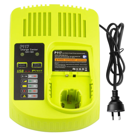 ARyee P117 Battery Charger for Ryobi 12-18V One+ NiCd NiMh Li-ion P100 P102 P108