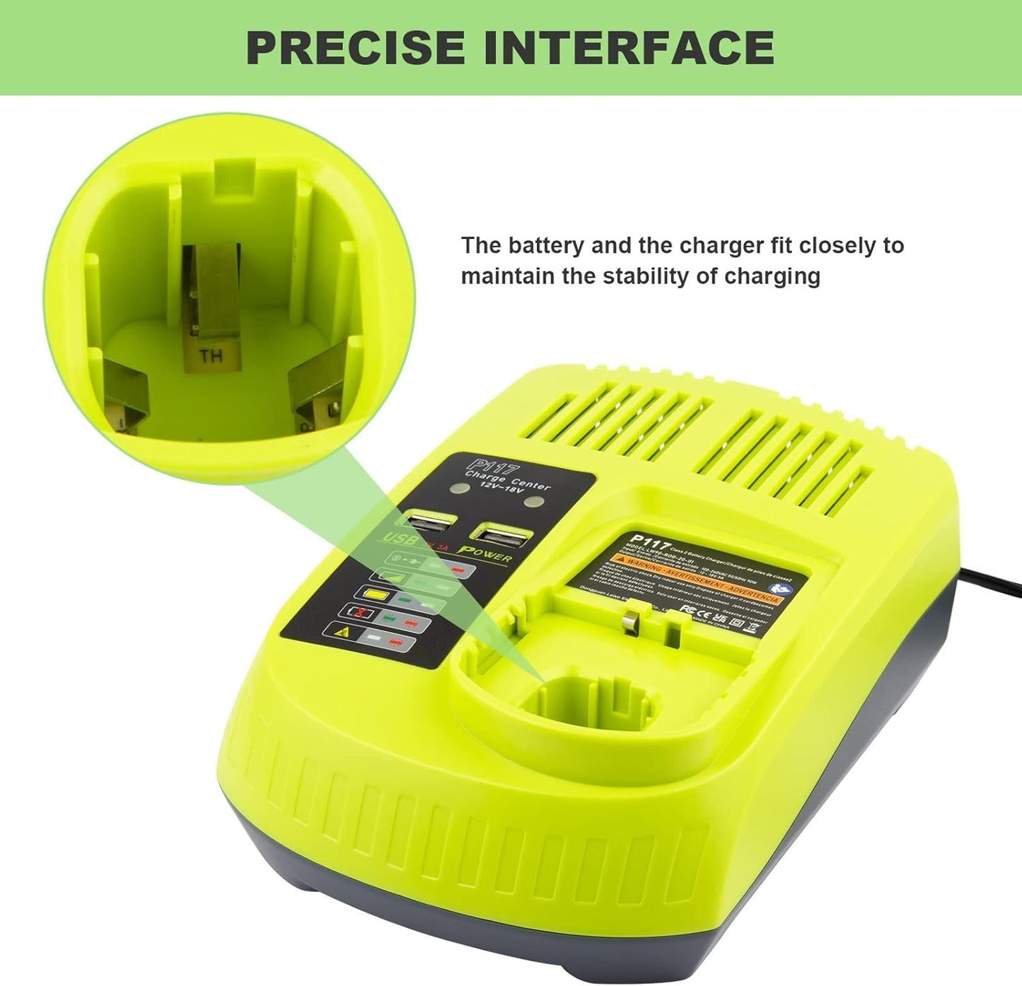 ARyee P117 Battery Charger for Ryobi 12-18V One+ NiCd NiMh Li-ion P100 P102 P108