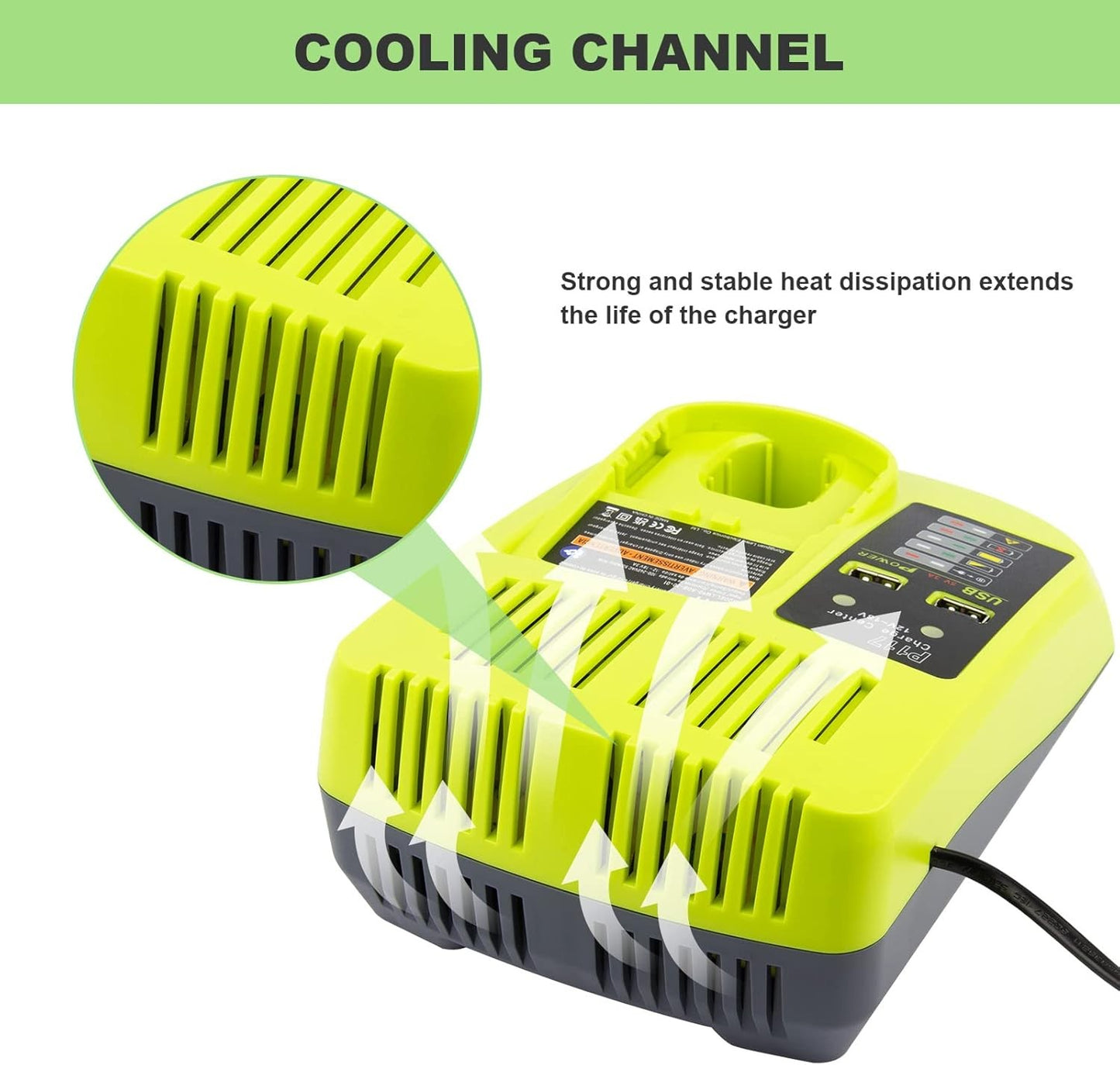 ARyee P117 Battery Charger for Ryobi 12-18V One+ NiCd NiMh Li-ion P100 P102 P108