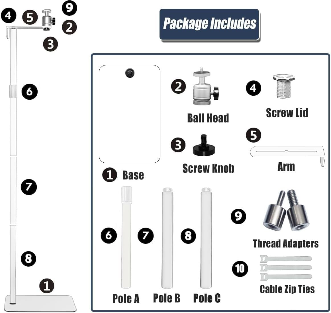 2-Be-Best Adjustable Projector Mount Stand 36-63in for Bed Sofa NEW