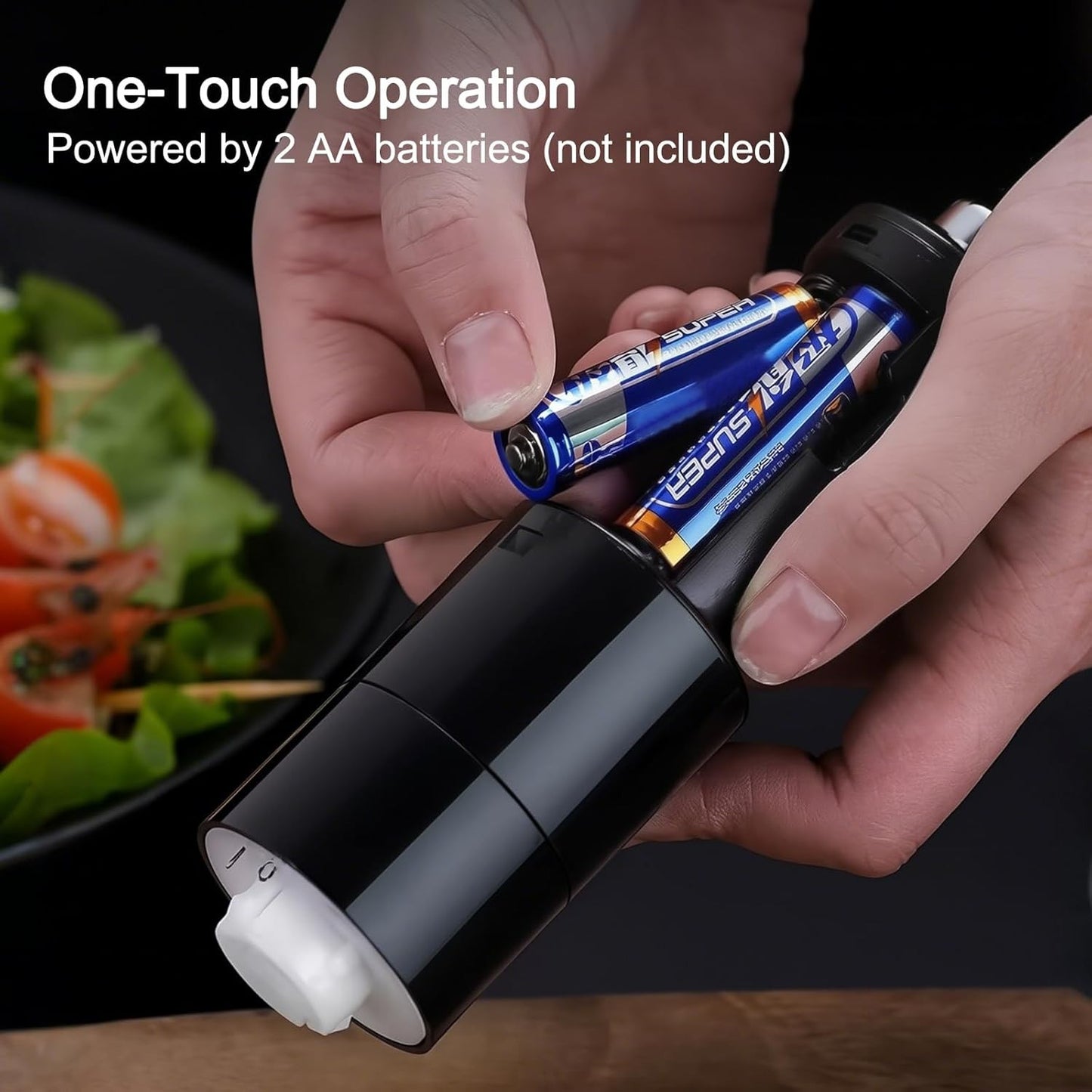 ONEIN Electric Salt and Pepper Grinder Set with Adjustable Ceramic Core