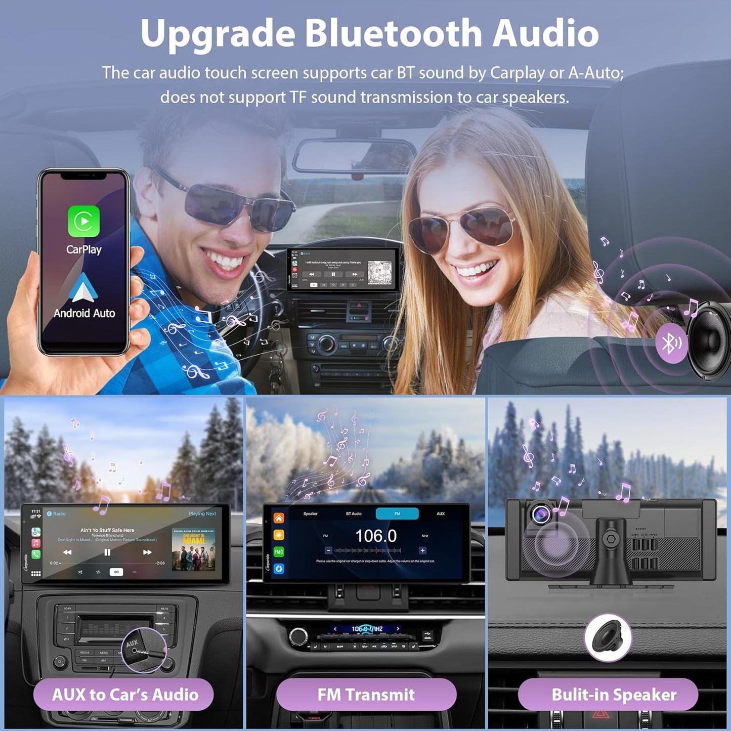 CARPURIDE W904 Wireless Carplay & Android Auto Dash Cam IPS Touch 10.26 Inch