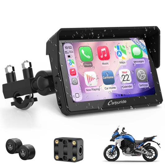 CARPURIDE W502TPRO 5" Waterproof GPS Navigation for Motorbike Music Intercom