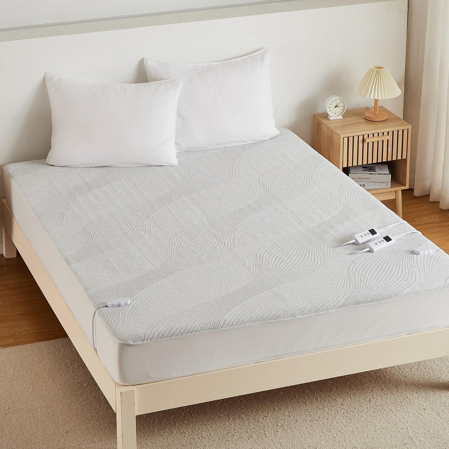 Garvee Dual Control Heated Electric Blanket King Size 180x200 cm Light Grey