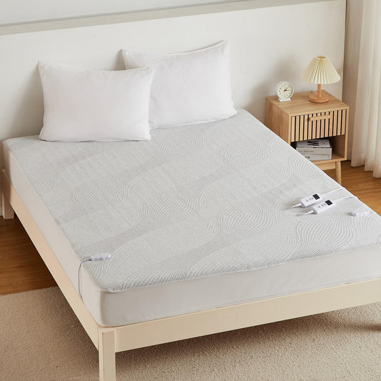 Garvee Dual Control Heated Electric Blanket King Size 180x200 cm Light Grey