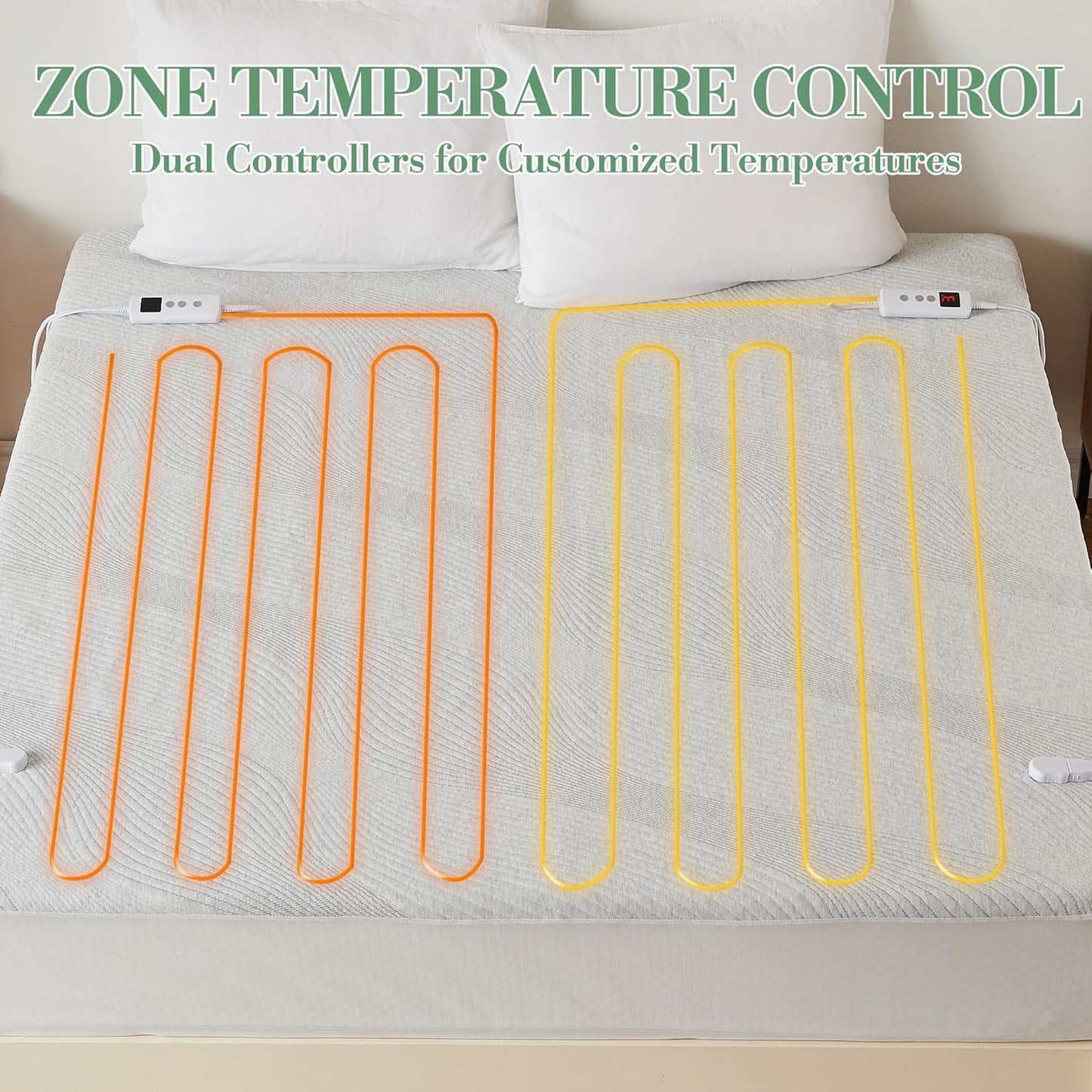 Garvee Dual Control Heated Electric Blanket King Size 180x200 cm Light Grey