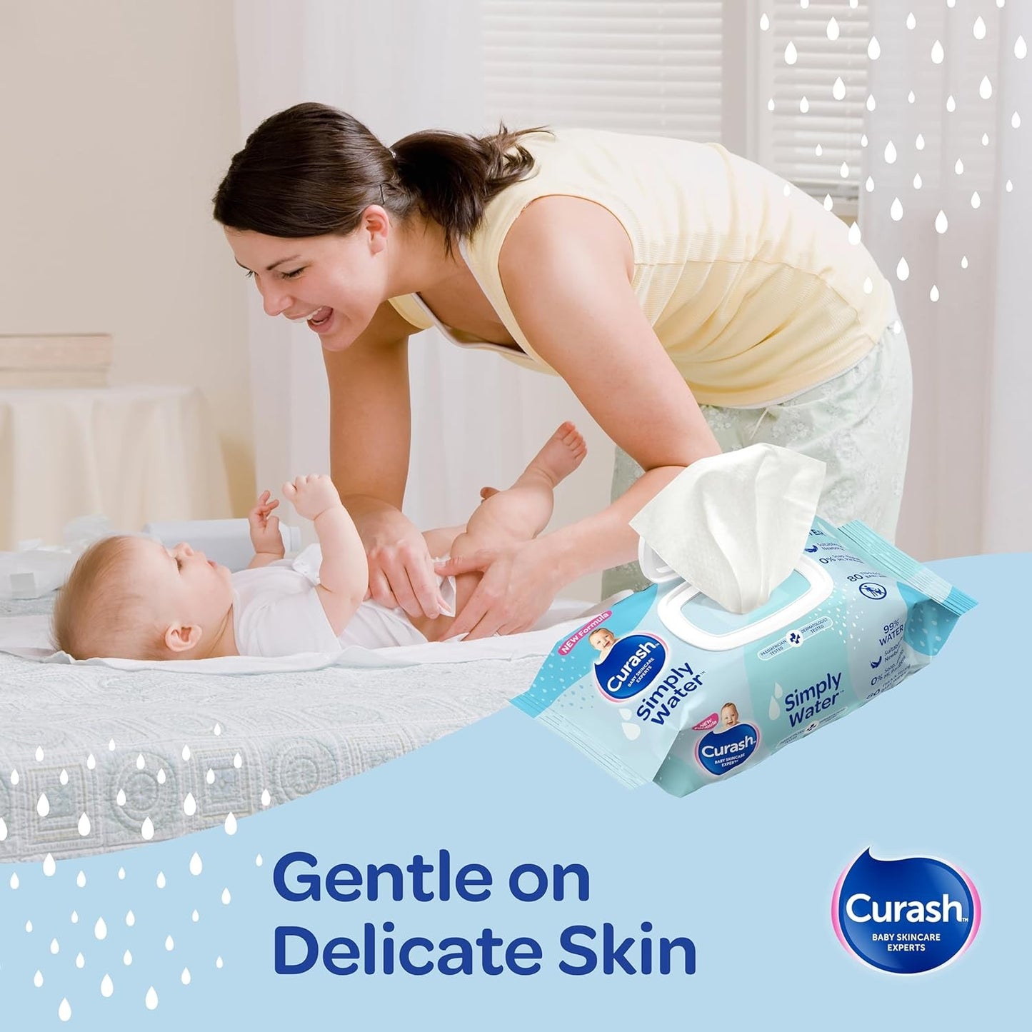 Curash Simply Water Baby Wipes 99% Purified 6x80 Packs 480 Super Thick Wipes NEW