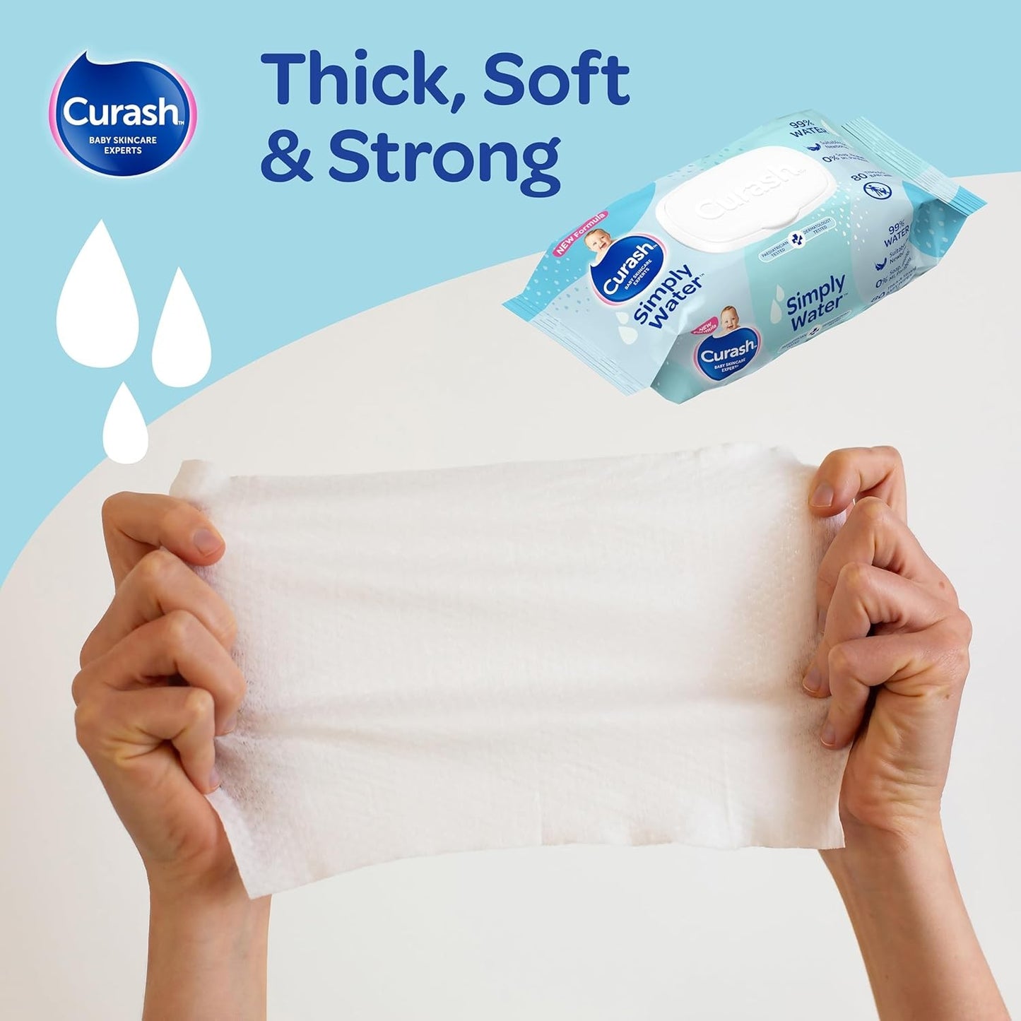Curash Simply Water Baby Wipes 99% Purified 6x80 Packs 480 Super Thick Wipes NEW