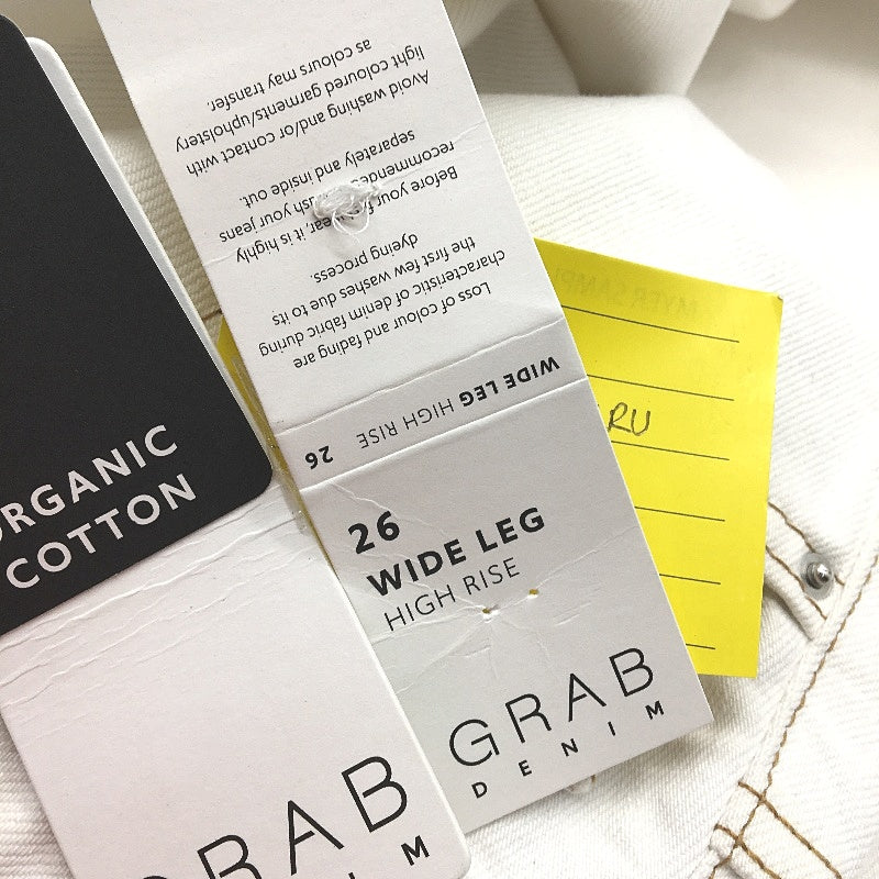 Grab Denim Organic Cotton Blend Wide Leg Ecru White Jeans Ladies Size 26 NEW