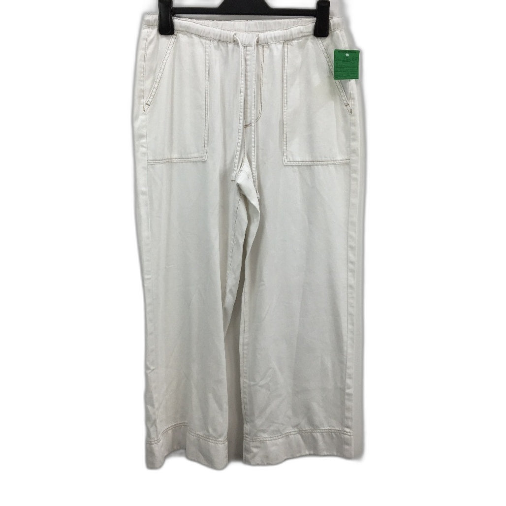 Grab Denim Elastic Tie Waist Wide Leg Ecru White Pants Ladies Size 10 NEW
