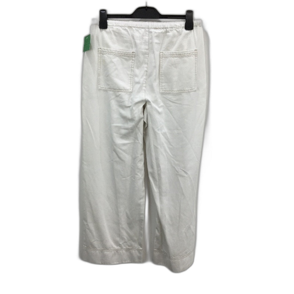Grab Denim Elastic Tie Waist Wide Leg Ecru White Pants Ladies Size 10 NEW