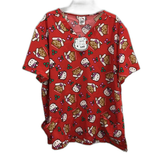 Hello Kitty Christmas Gingerbread Red Medical Scrub Top Ladies Size 4XL NEW