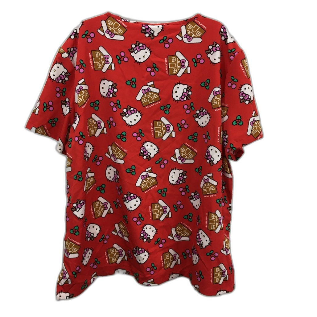 Hello Kitty Christmas Gingerbread Red Medical Scrub Top Ladies Size 4XL NEW