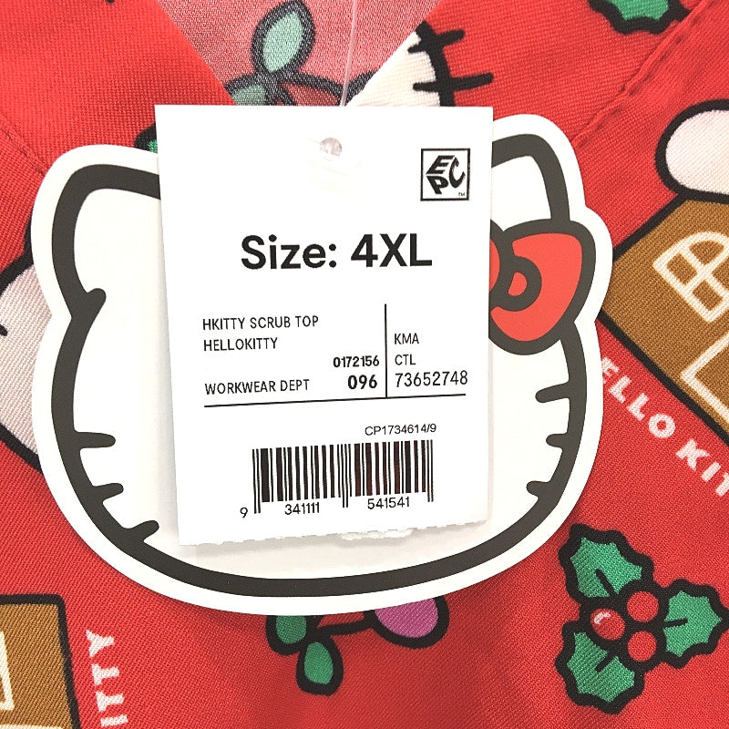 Hello Kitty Christmas Gingerbread Red Medical Scrub Top Ladies Size 4XL NEW
