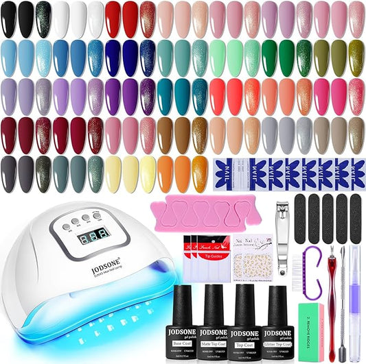 JODSONE 32 Colours Gel Nail Polish with UV Light Manicure Tool Art Kit NEW