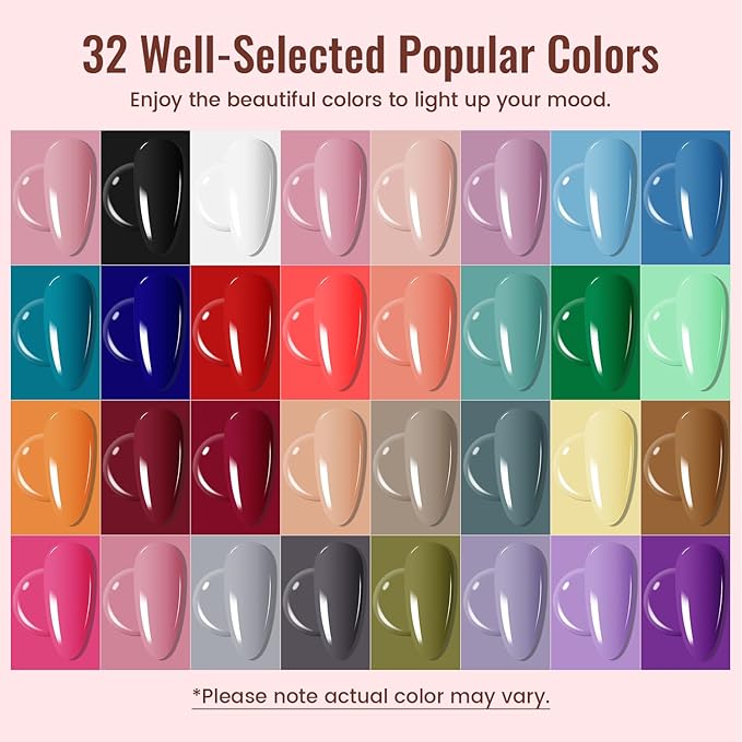 JODSONE 32 Colours Gel Nail Polish with UV Light Manicure Tool Art Kit NEW