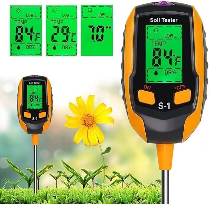 4 in 1 Digital Soil Moisture Temperature PH Meter Test for Gardening DEMO