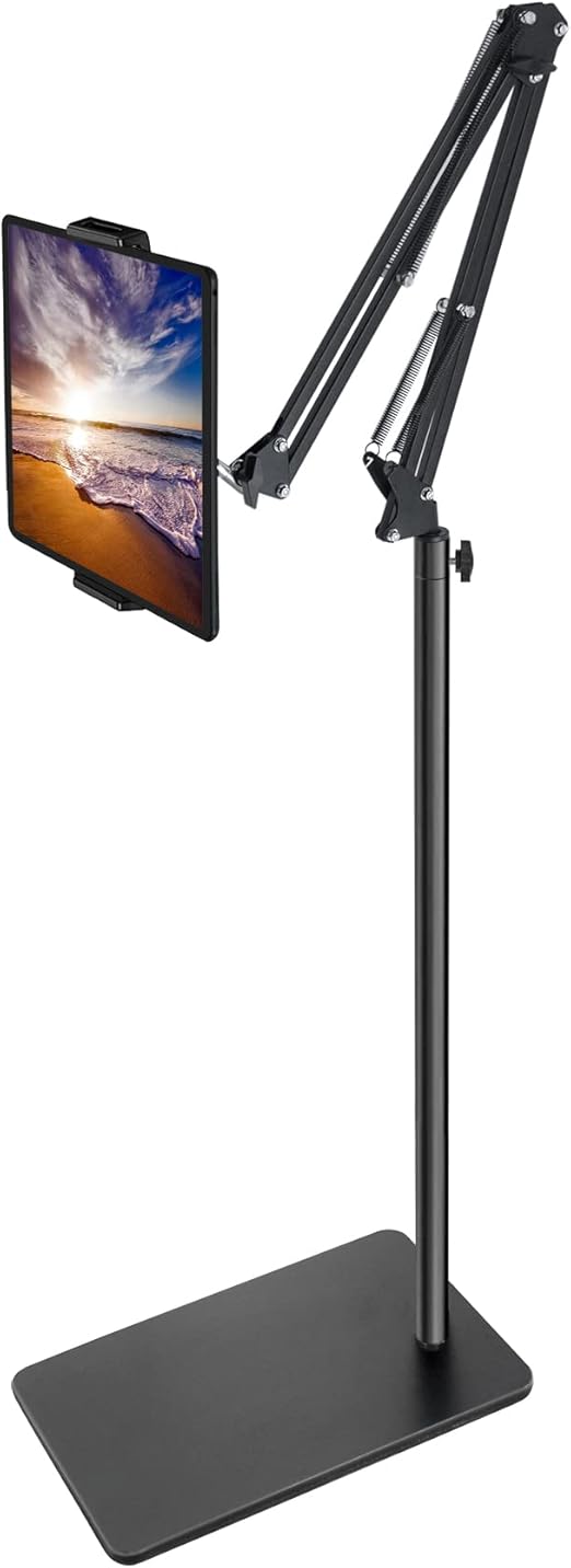 BluuSuuk Heavy Duty Tablet Floor Stand with Adjustable Arm for 4-12 Inch NEW