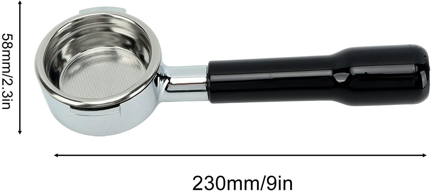 58mm E61 2 Ear Bottomless Stainless Steel Coffee Portafilter Black Handle NEW