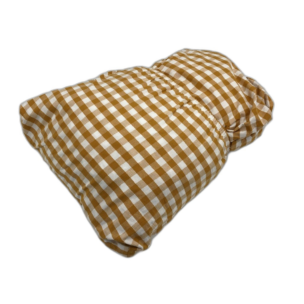 Target Amber Gingham Brown Fitted and Ruffle Flat Sheets Size QUEEN NEW