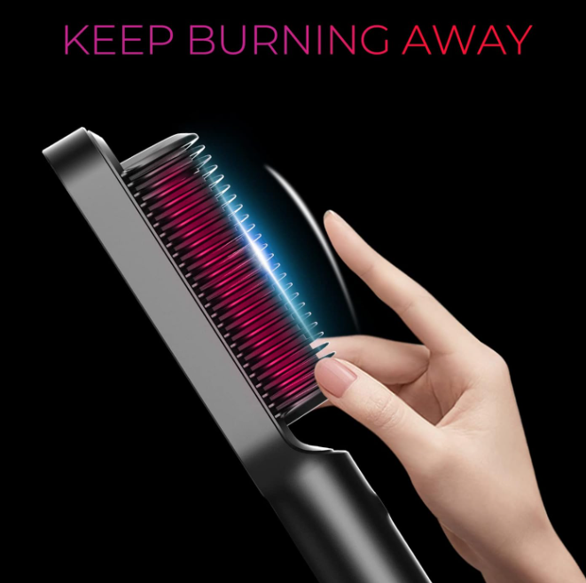 Tymo Ring 3D Teeth Fast Heating Built-In Comb Hair Straightener Brush DEMO