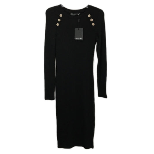 Decjuba Josephione Button Rib Knit Black Midi Dress Ladies Size Small NEW