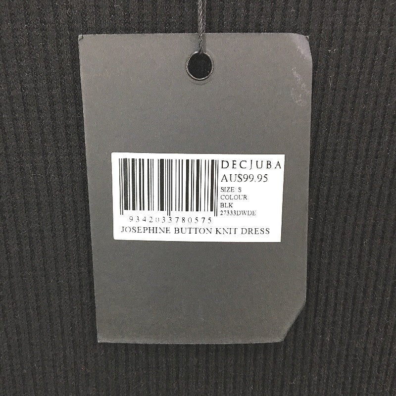 Decjuba Josephione Button Rib Knit Black Midi Dress Ladies Size Small NEW