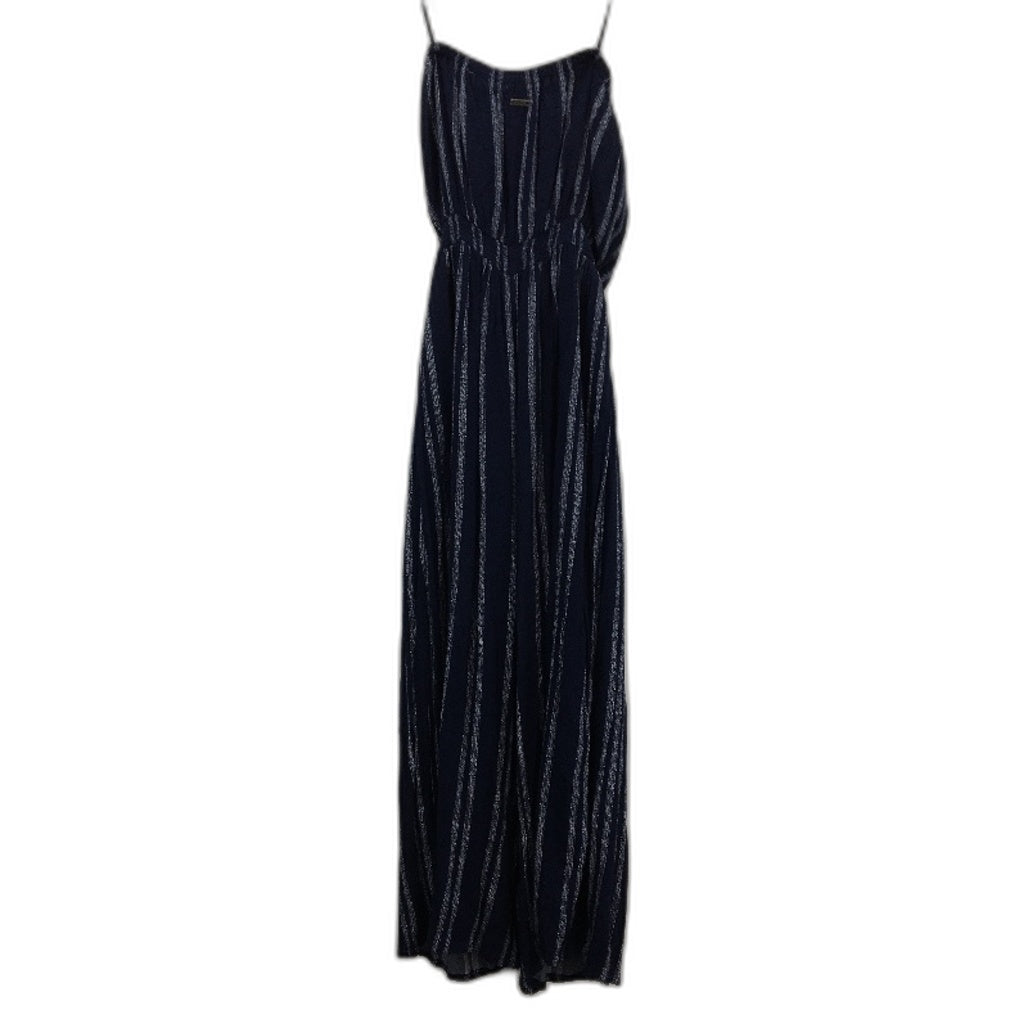 Ghanda Sleeveless Ruched Waist Navy Striped Jumpsuit Ladies Size Medium