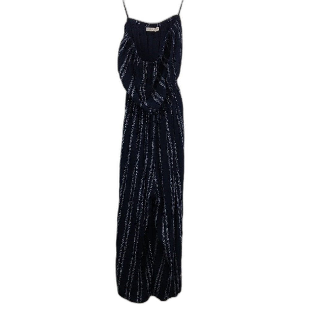 Ghanda Sleeveless Ruched Waist Navy Striped Jumpsuit Ladies Size Medium