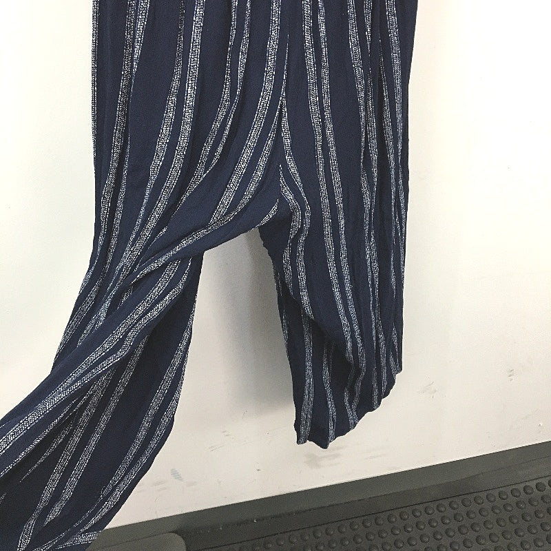 Ghanda Sleeveless Ruched Waist Navy Striped Jumpsuit Ladies Size Medium