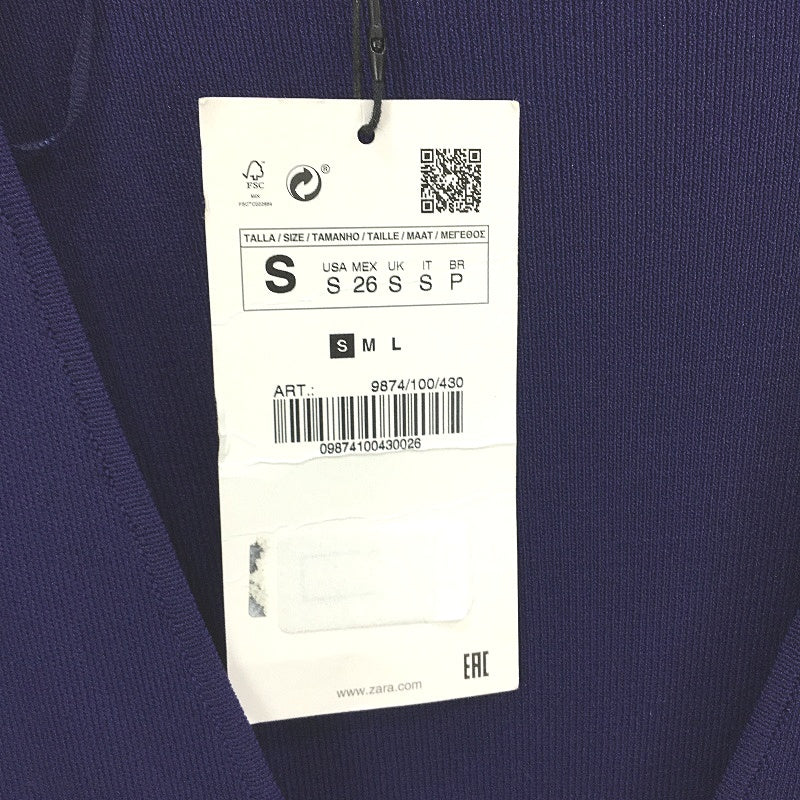 Zara Rib Knit Wrap Top Navy Mid Sleeve Wide Leg Jumpsuit Ladies Size Small