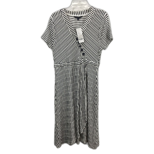 French Connection Button Detail Wrap White Navy Stripe Dress Ladies Size Medium