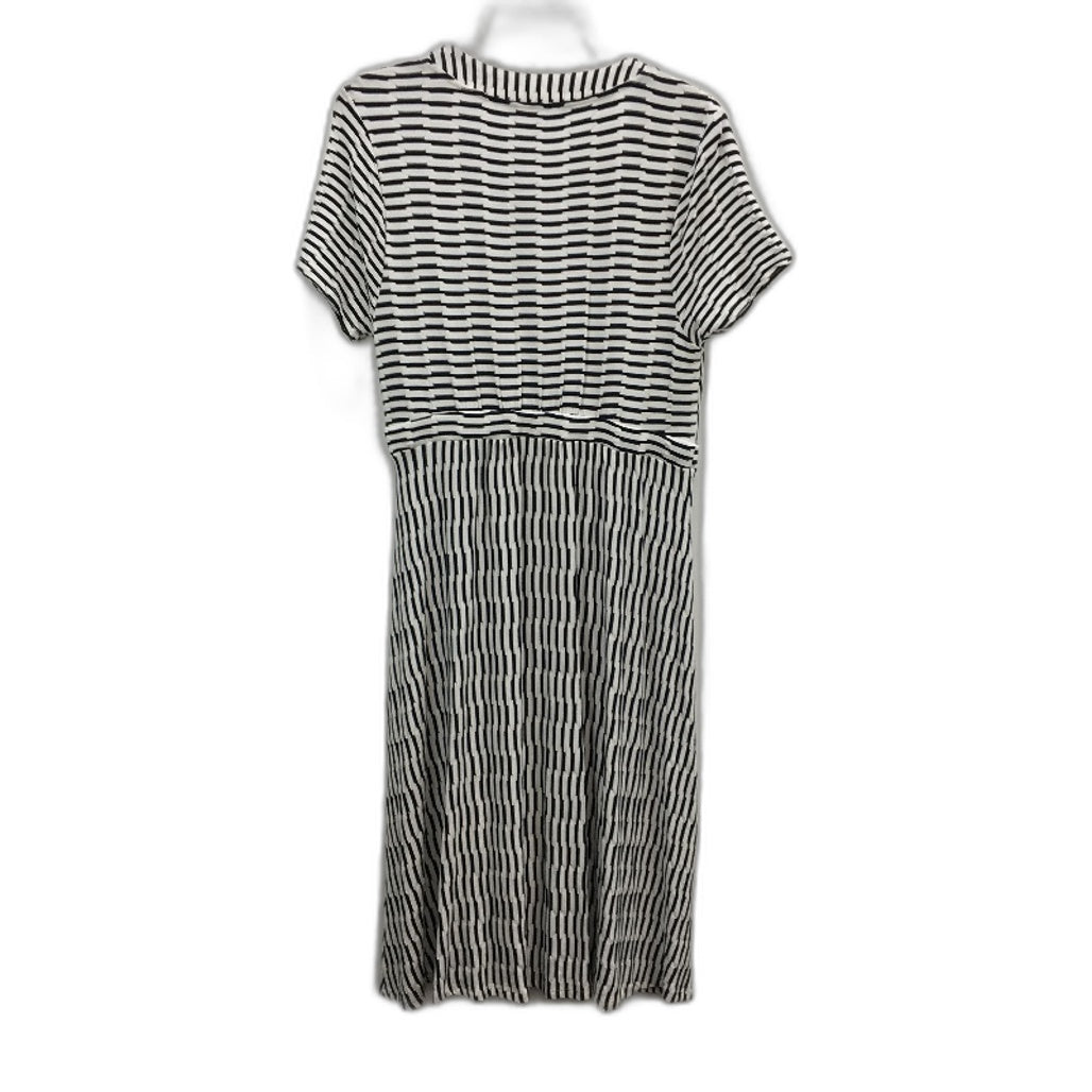 French Connection Button Detail Wrap White Navy Stripe Dress Ladies Size Medium